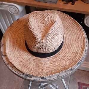J. Crew, Raffia Straw, Floppy Banded Fedora, Size Medium-Large , Unisex